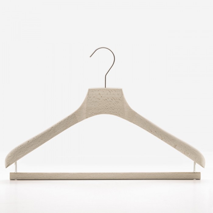 Wooden hangers for men's trousers in natural beech