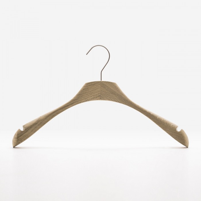 Wooden clothes hangers for women in natural oak