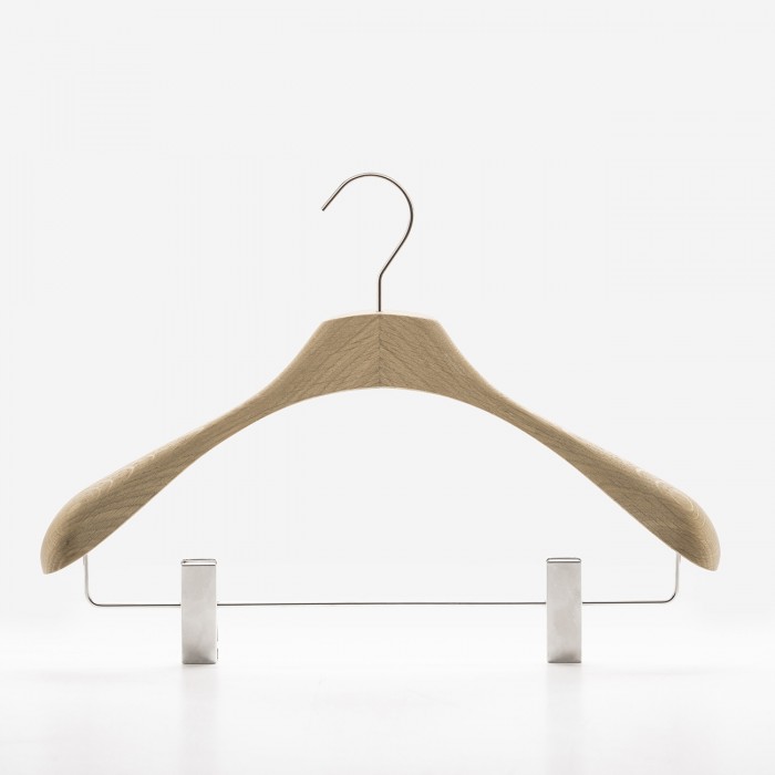 Wooden suit hangers for women in natural oak